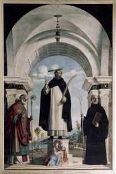 St Peter of Verona with St Nicholas and St Benedict with angel