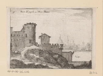 Buildings in Rome, Near the Porta del Popolo (Fuori del popolo a Mano Manco) (Views of Rome series) (Alcune vedute et prospettive di luoghi dishabitati di Roma series)