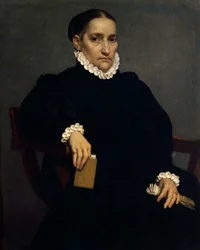 Portrait of elderly woman in black by Giovanni Battista Moroni (circa 1525-1578)