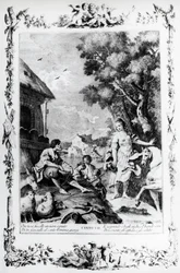 Erminia being greeted by shepherd, canto VII, Jerusalem delivered