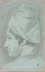 Head of Boy Wearing Hat in Profile