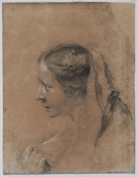 Head of a Woman in Profile with a Scarf