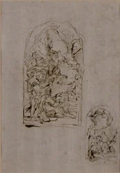Sketches for an Altar with Saint Margaret of Cortona, Saint Sebastian and Saint Roch (recto); Two Sketches for an Altar (verso)