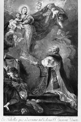 Virgin Appearing to Saint Philip Neri, by Giovanni Battista Piazzetta, engraving by Innocente Alessandri, Italy