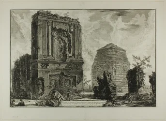 A. View of the Tomb of Licinianus Piso on the Ancient Appian Way... B. Tomb of the Cornelii..., from Views of Rome