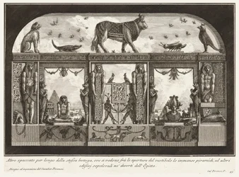 Another Longitudinal Section of the Same Workshop, Showing the Immense Pyramids through the Vestibule Openings, from Diverse Ways to Adorn Chimneys