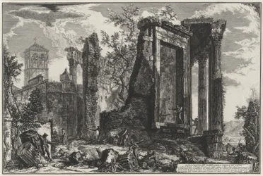 Another view of the Tempio della Sibilla in Tivoli (from: Vedute di Roma)