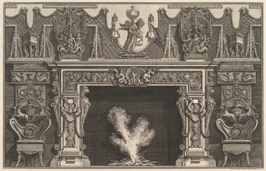 Bird in Shell at the Center of the Lintel, with a Frieze of Trophies, Surmounted by an, 1769