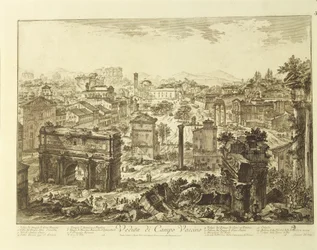 View of Campo Vaccino (Roman Forum) with Arch of Septimius Severus