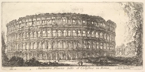 Plate 12: Flavian Amphitheater, called the Colosseum. Arch of Constantine. Palatine Hill