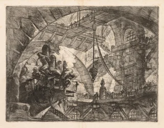 The Prisons: A Vast Gallery with a Group of Prisoners