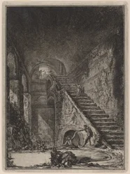 Perspective of the Water Reservoir Staircase of the Said Lodgings, Indicated in Plan in Plate XIII with the Letter G