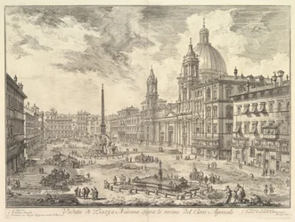 The Piazza Navona, Rome, above the ruins of the Circus of Domitian, the Church of Sant