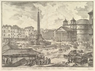 The Piazza della Rotonda, with the Pantheon and Obelisk, from “Vedute di Roma”