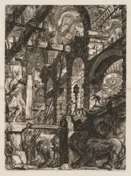 The Prisons: A Perspective of Roman Arches, with Two Lions Carved in Relief