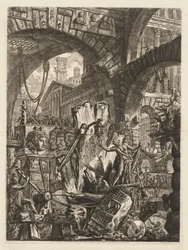 The Prisons: An Architectural Medley, with a Man on the Rock in the Foreground