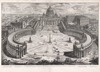 View of the Famous Vatican Basilica with its Spacious Portico and Adjacent Piazza, from Vedute di Roma (Views of Rome)