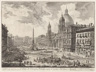 View of Piazza Navona above the Ruins of the Circus Agonalis (View of Piazza Navona above the Ruins of the Circus of Domitian), from Vedute di Roma (Views of Rome)