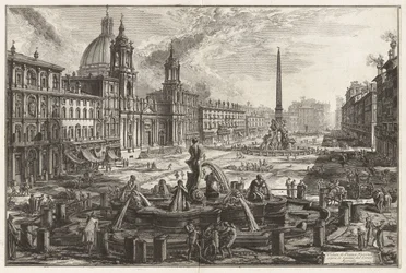 View of the Piazza Navona above the Ruins of the Circus Agonalis [Circus of Domitian], from Vedute di Roma (Views of Rome)