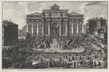 Perspective View of the Great Fountain of the Acqua Vergine, Called Trevi, Architecture by Nicola Salvi
