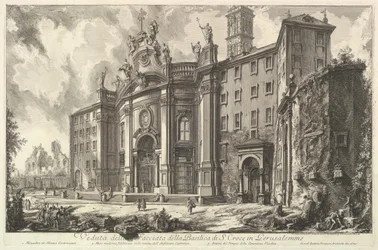 View of the Façade of the Basilica of S. Croce in Gerusalemme [the Holy Cross in Jerusalem], ca. 1750
