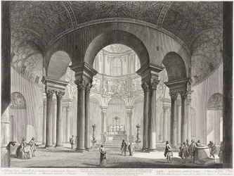 View of the interior of the Tomb of Saint Costanza, built by Constantine the Great and erroneously called the Temple of Bacchus, now the Church of Saint Costanza.
