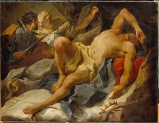 Death Of King Candaules - Assassinated by Gyges, his confidant and rival, who stabs him and marries his wife Queen Tudo