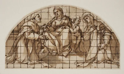 Lunette with the Madonna and Child with Sts Francis of Assisi and Catherine of Siena