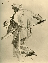 A Man stabbing a Boy
