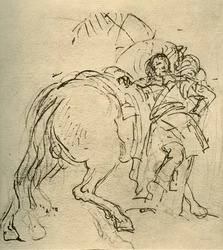 A Rider Leaning on His Horse, c. 1740s, 1928