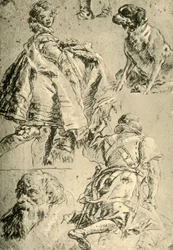 Detail Studies for the Frescoes in the Kaisersaal in the Residence at Würzburg, 1751-1752, 1928