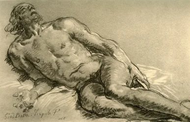 Nude Lying Down, the Upper Half of the Body Partly Raised
