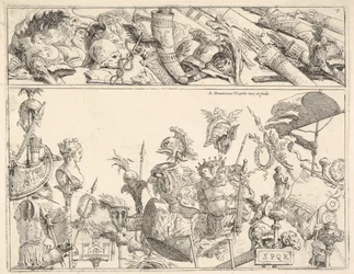 Roman Arms, Standards, and Trophies, a Composition Divided into Two Horizontal Bands