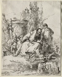 Scherzi: Seated Magician, Boy and Four Figures, 1735-40