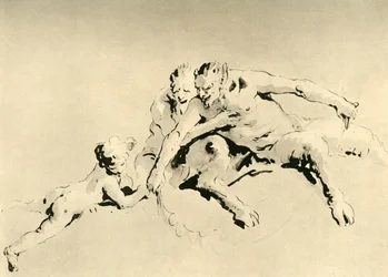 Two Fauns and a Cupid