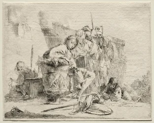 Various Caprices: Young Man Seated, Leaning Against an Urn