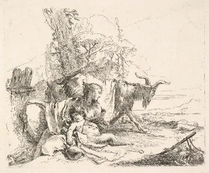 Woman and Infant Satyr in a Landscape, ca. 1740-42