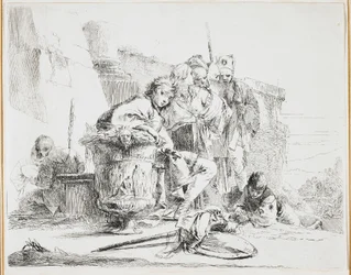 Young Man Seated, Leaning Against an Urn, plate from Vari Capricci (Various Caprices), 1740s
