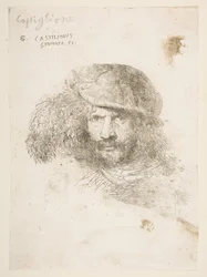 Head of a man wearing a feathered cap possibly Bernini, possibly a self portrait, ca. 1645-1650