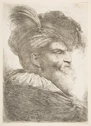 Head of an Old Man Facing Right, from the Series of Large Oriental Heads