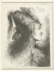 Head of a Young Man with a High Hat, Head of a Young Woman, Small Study of Heads with Oriental Headgear (series title)