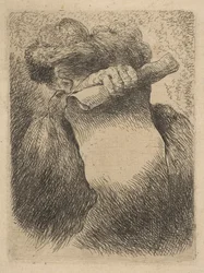 Man holding a scroll in front of his face, from the series of Small Heads in Oriental Costume