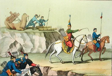 A troop of advancing soldiers, illustration from 