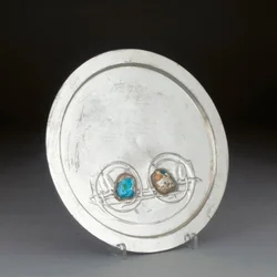 An English Pewter Plate with Turquoise Enamels