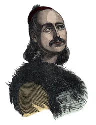 Markos Botsaris (1788-1823) general and hero of the Greek War of Independence - engraving by Giovanni Boggi