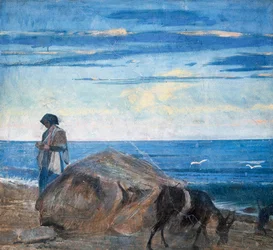 Goat herder by the sea