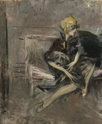 Lady in a Yellow Hat with Her Dog, Marchesa Casati