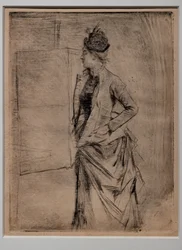 Portrait of a Standing Young Woman in Profile (The Visit)