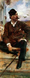 Portrait of the painter Cristiano Banti wearing a plaid hat