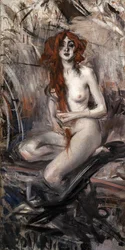 Woman Combing Her Hair